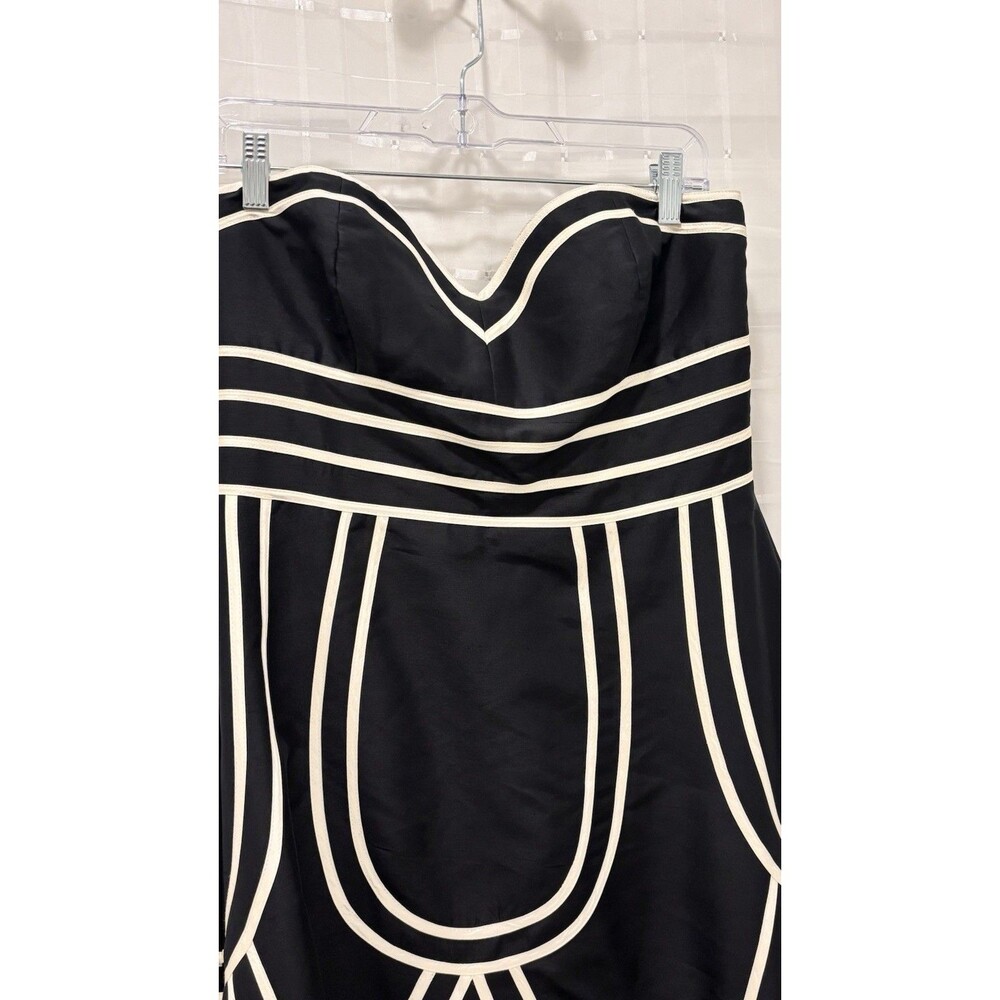 WD.NY Strapless Silk Dress Size 10 Black White Cocktail Fit & Flare - Picture 7 of 11